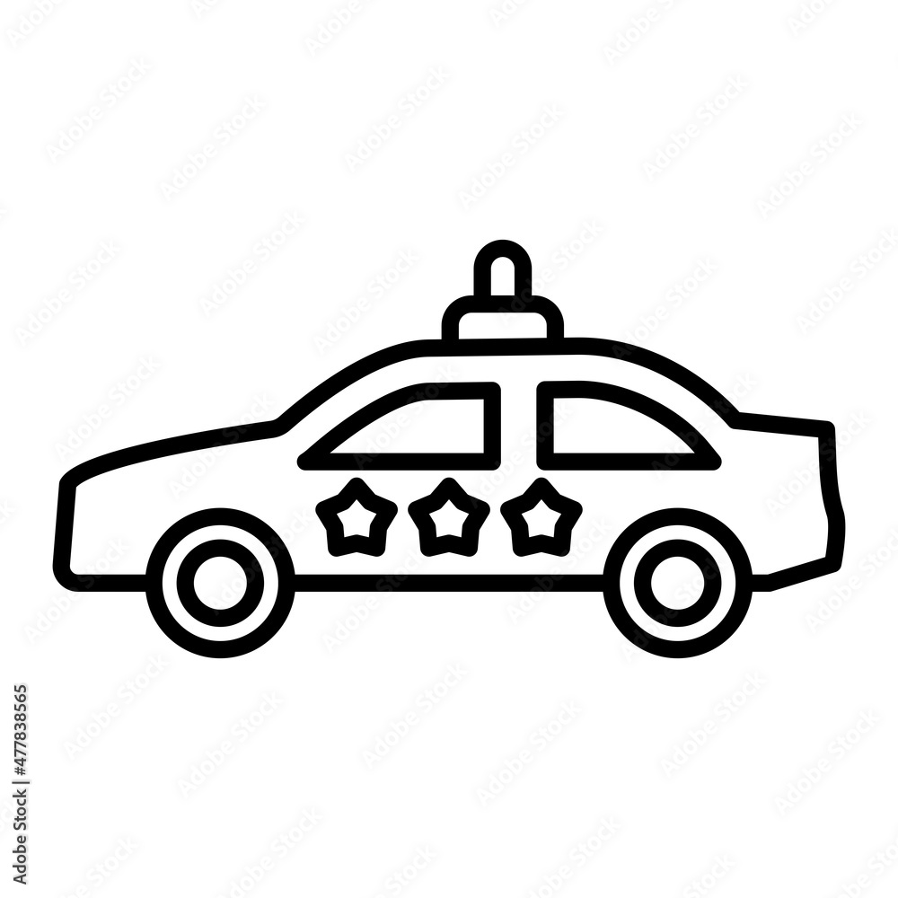 Fototapeta premium Police car Vector Outline Icon Isolated On White Background