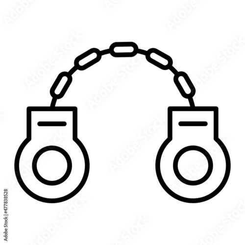 Handcuffs Vector Outline Icon Isolated On White Background