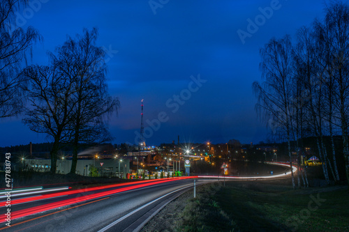 Road in the night. Valmiera, Latvia.