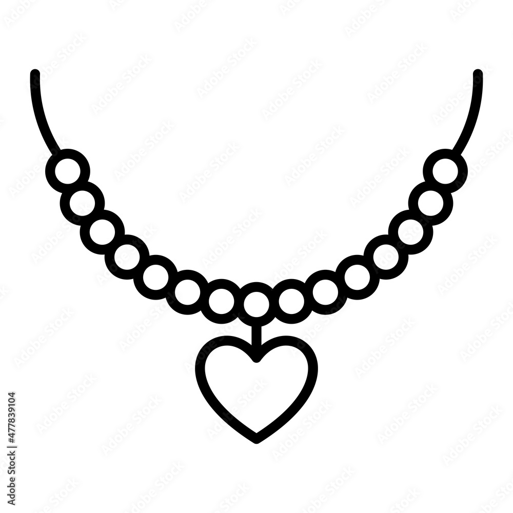 Obraz premium Necklace Vector Outline Icon Isolated On White Background
