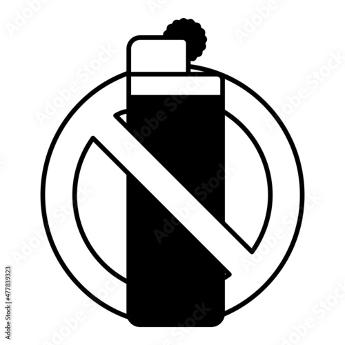 Lighters and Fire Starters with ban Signage Concept, Antismoking label Vector Icon Design, No Tobacco day Symbol, Quit smoking Sign, Cigarette or Smoker Stock Illustration