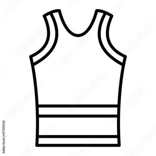 Sleeveless Shirt Vector Outline Icon Isolated On White Background