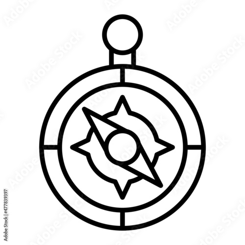 Compass Vector Outline Icon Isolated On White Background