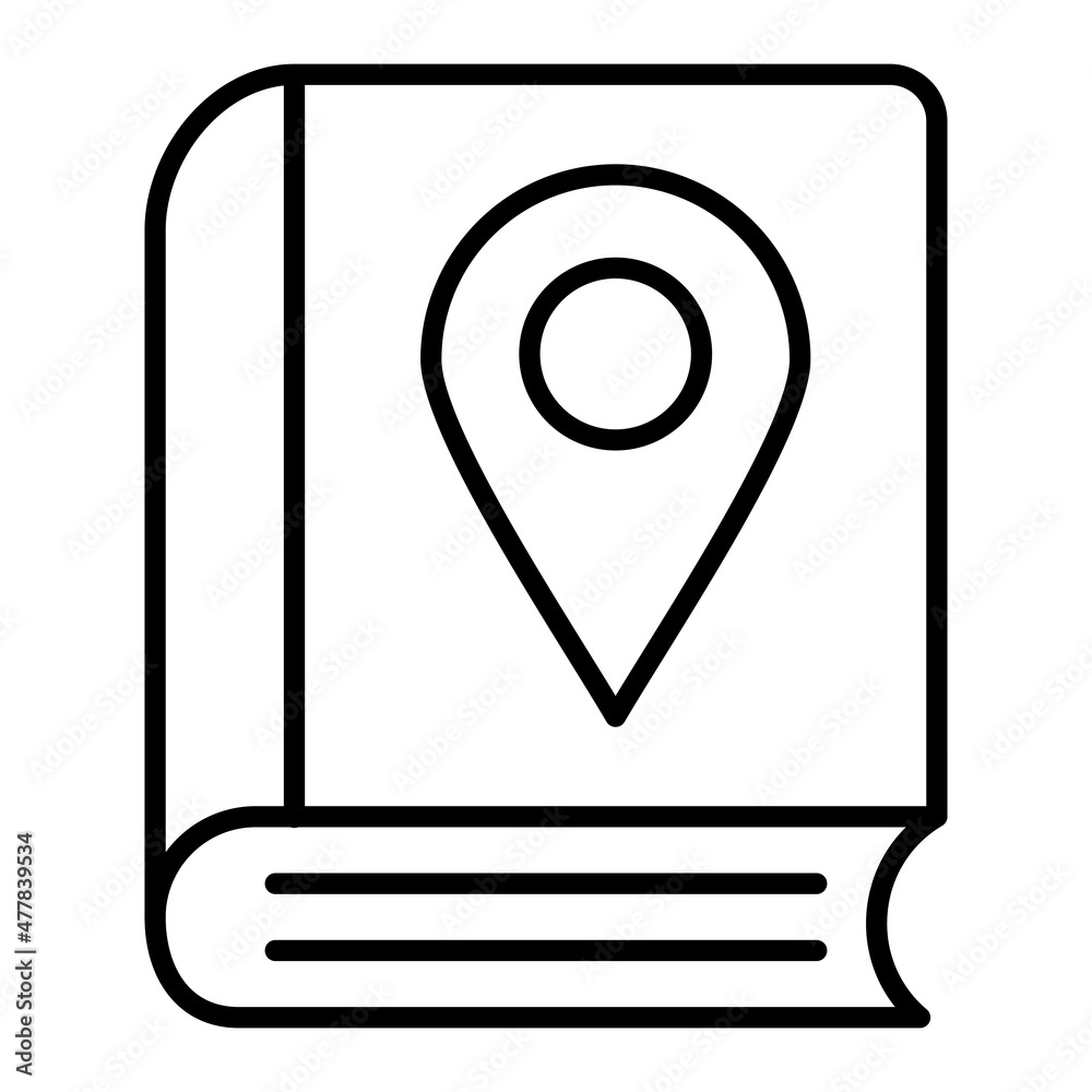 Location Book Vector Outline Icon Isolated On White Background Location Book Vector Outline Icon Isolated On White Background