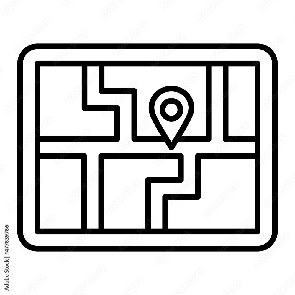Map Vector Outline Icon Isolated On White Background - obrazy, fototapety, plakaty 