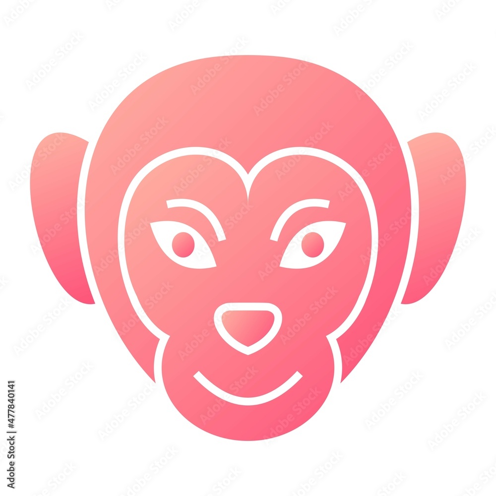 Vector Monkey Glyph Gradient Icon Design