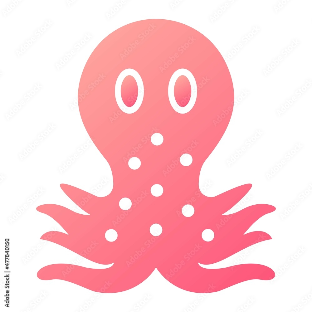 Vector Octopus Glyph Gradient Icon Design Vector Octopus Glyph Gradient Icon Design