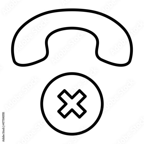 Missed Call Vector Outline Icon Isolated On White Background