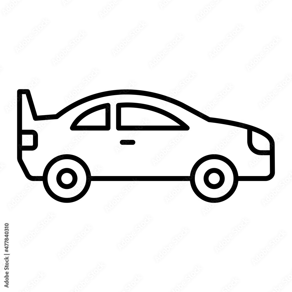 Toy Car Vector Outline Icon Isolated On White Background