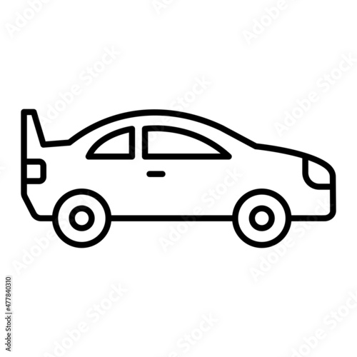 Toy Car Vector Outline Icon Isolated On White Background