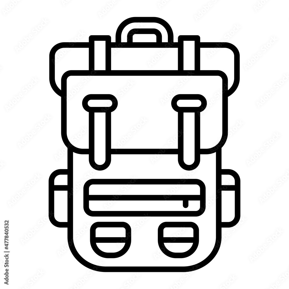 Camping Bag Vector Outline Icon Isolated On White Background Camping Bag Vector Outline Icon Isolated On White Background