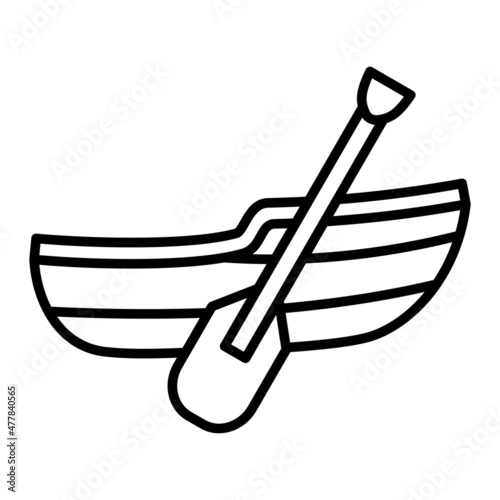 Boat Vector Outline Icon Isolated On White Background