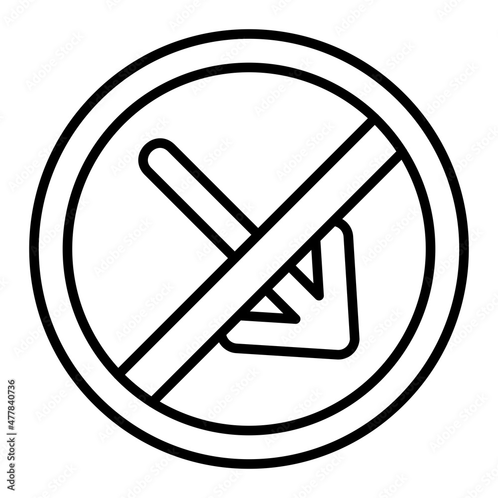 No Turn Vector Outline Icon Isolated On White Background No Turn Vector Outline Icon Isolated On White Background