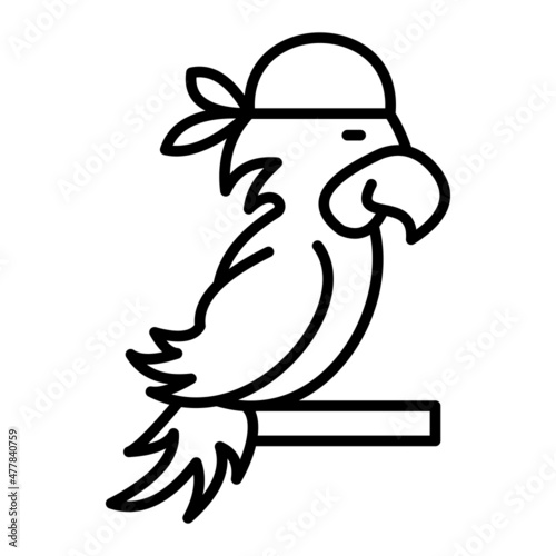 Parrot Vector Outline Icon Isolated On White Background