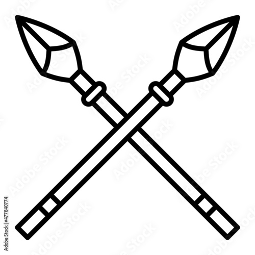 Javelin Spear Vector Outline Icon Isolated On White Background
