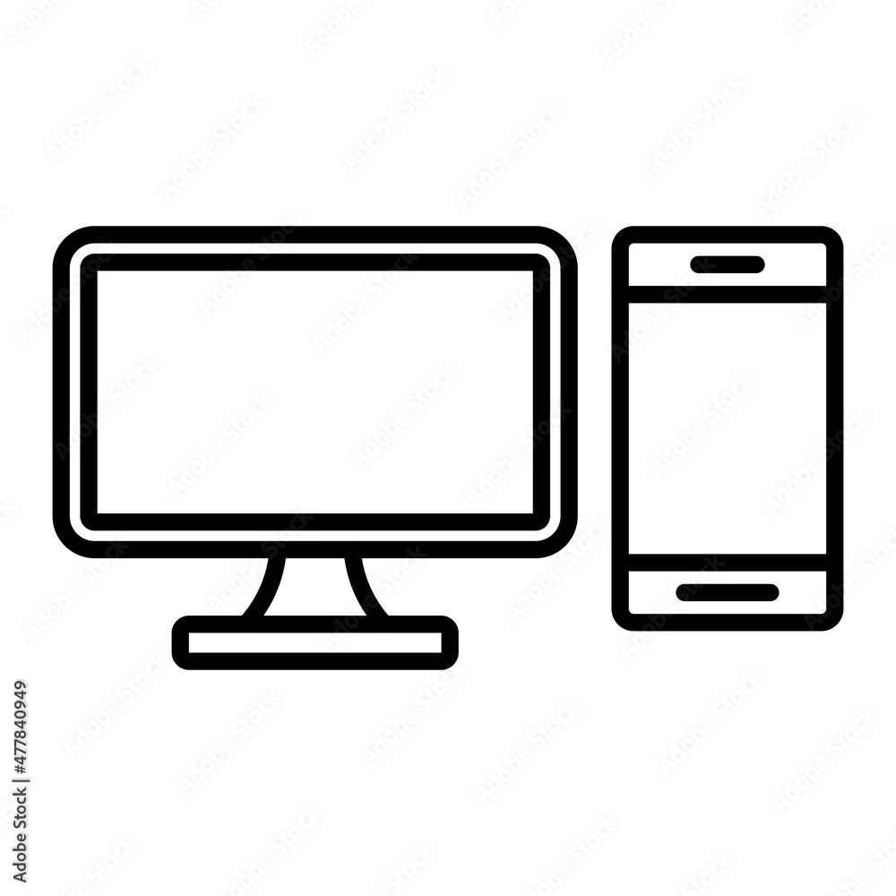 Responsive Vector Outline Icon Isolated On White Background Responsive Vector Outline Icon Isolated On White Background