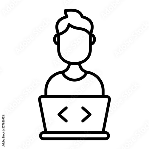 Developer Vector Outline Icon Isolated On White Background