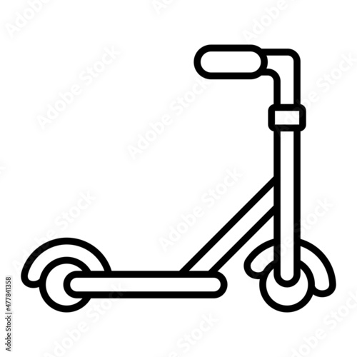Kick Scooter Vector Outline Icon Isolated On White Background