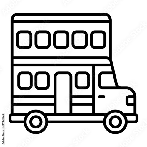 Double Decker Vector Outline Icon Isolated On White Background