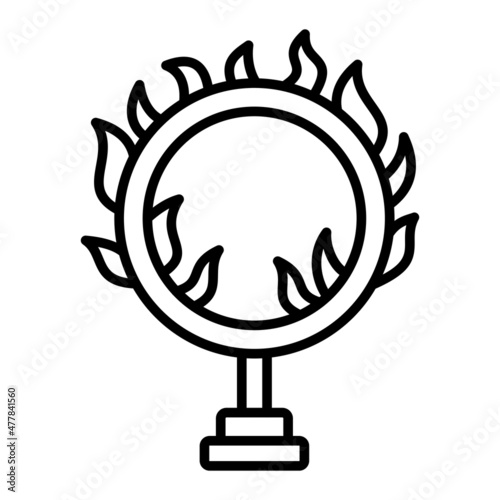 Ring Of Fire Vector Outline Icon Isolated On White Background
