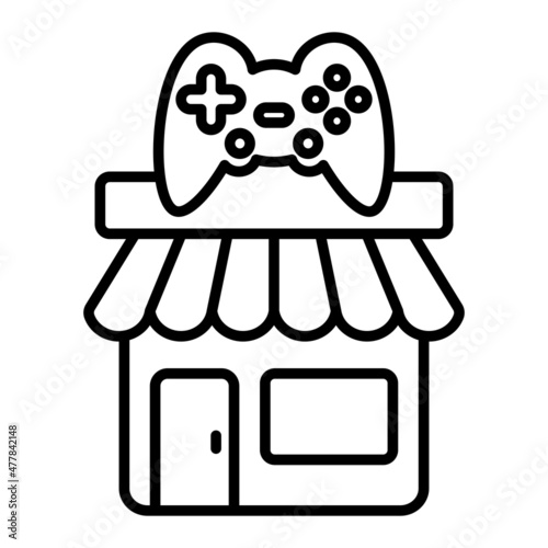 Game Center Vector Outline Icon Isolated On White Background