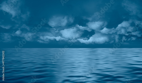 Stormy clouds over the calm sea - Dramatic sky background