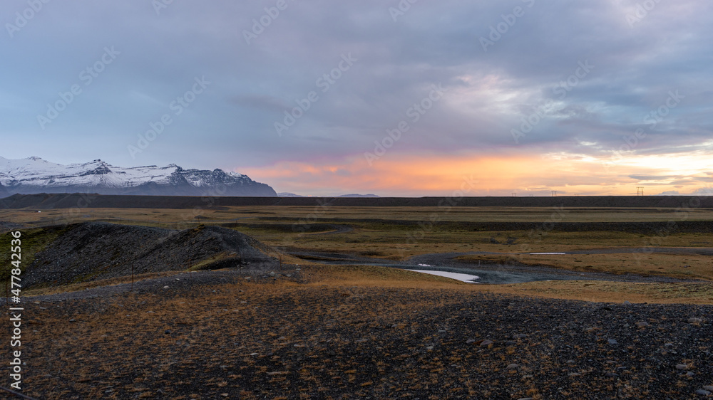 sunset over the beach Iceland sunset over the beach Iceland