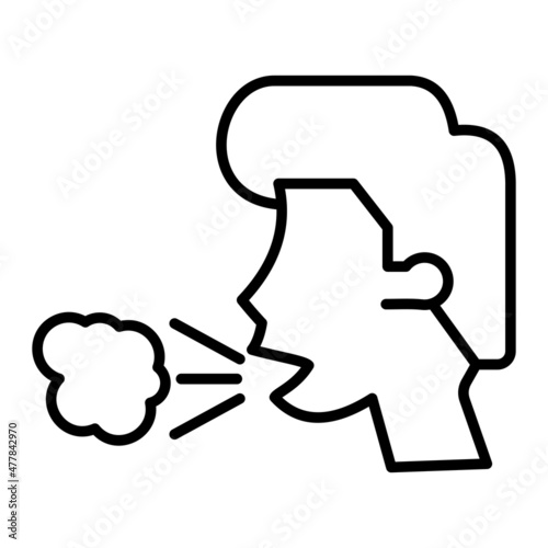 Difficulty Breathing Vector Outline Icon Isolated On White Background