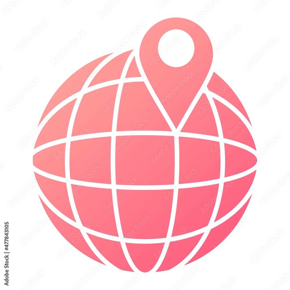 Vector Globe Location Glyph Gradient Icon Design Vector Globe Location Glyph Gradient Icon Design