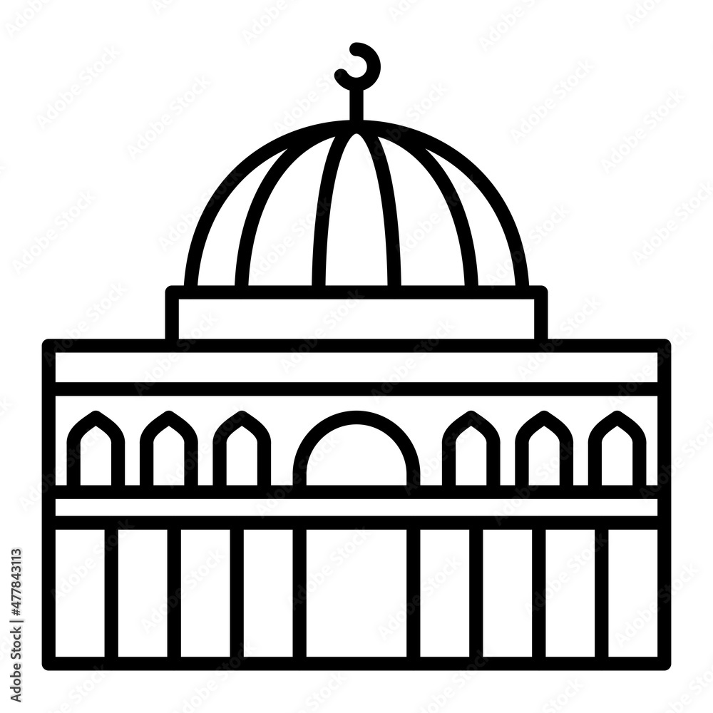 Dome Of The Rock Vector Outline Icon Isolated On White Background Dome Of The Rock Vector Outline Icon Isolated On White Background