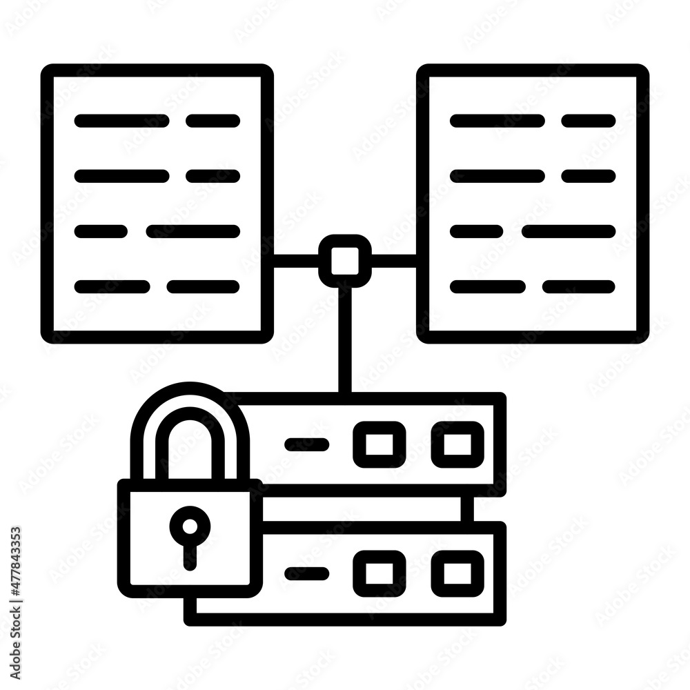 Data Security Vector Outline Icon Isolated On White Background Data Security Vector Outline Icon Isolated On White Background
