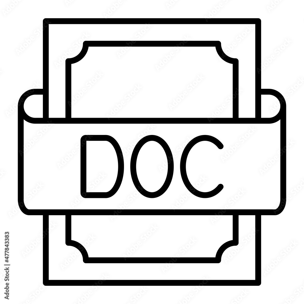 Doc Vector Outline Icon Isolated On White Background