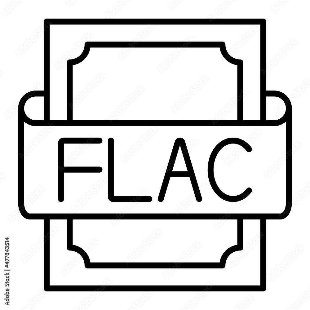 Flac Vector Outline Icon Isolated On White Background Flac Vector Outline Icon Isolated On White Background