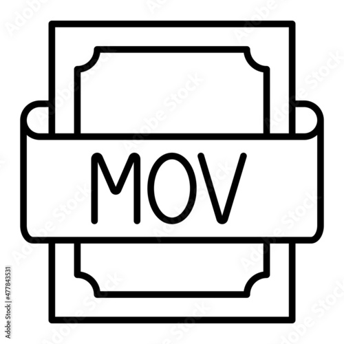 Mov Vector Outline Icon Isolated On White Background