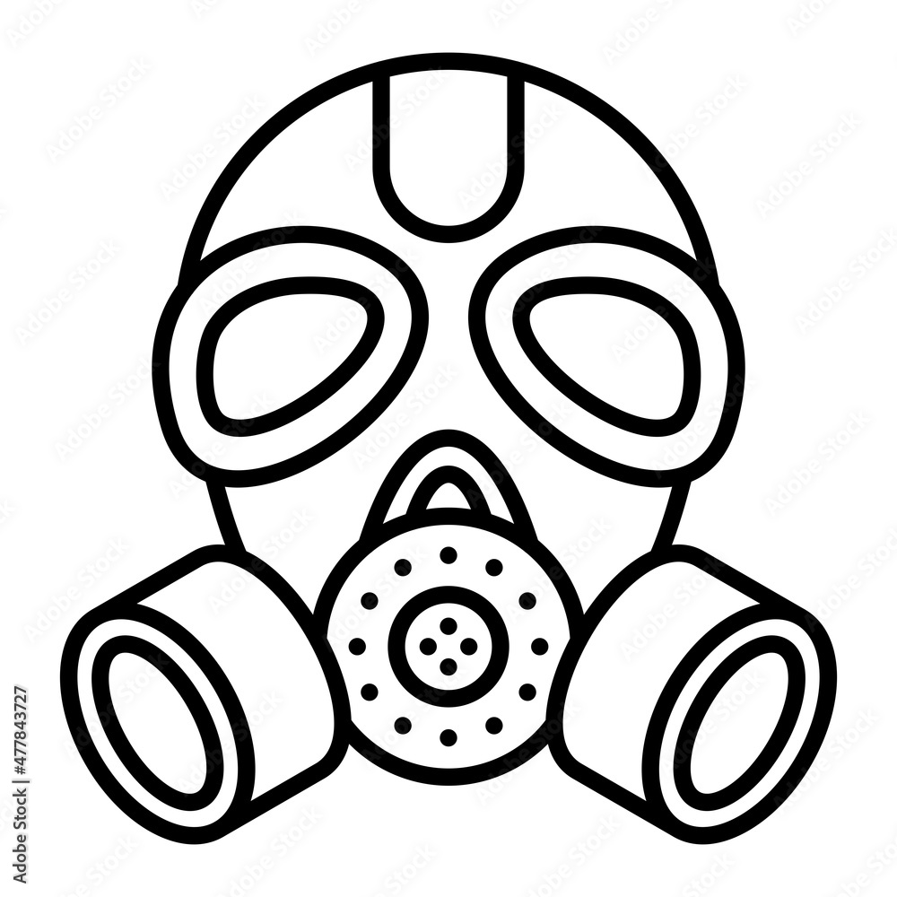 Gas Mask Vector Outline Icon Isolated On White Background Gas Mask Vector Outline Icon Isolated On White Background