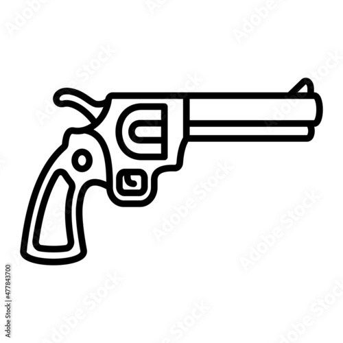 Revolver Vector Outline Icon Isolated On White Background