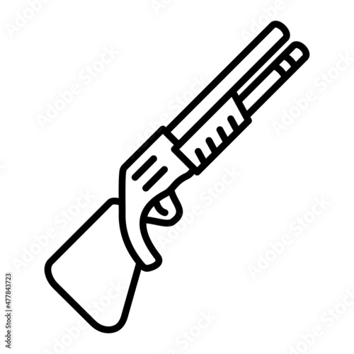 Shot Gun Vector Outline Icon Isolated On White Background