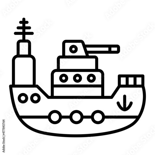 Cruiser Vector Outline Icon Isolated On White Background