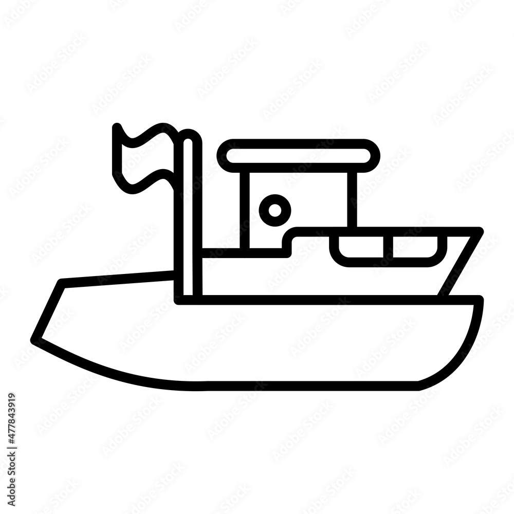 Rescue Boat Vector Outline Icon Isolated On White Background Rescue Boat Vector Outline Icon Isolated On White Background
