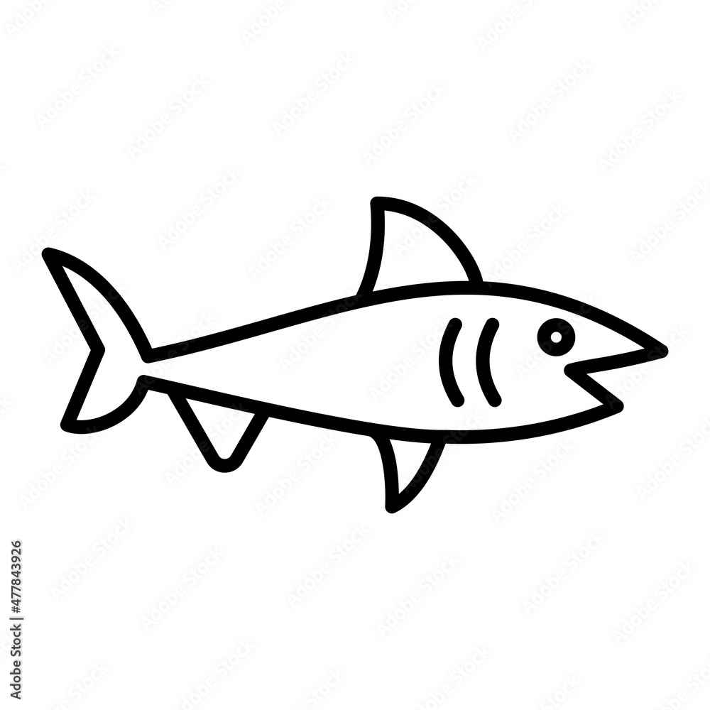 Shark Vector Outline Icon Isolated On White Background Shark Vector Outline Icon Isolated On White Background