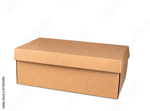 Closed brown post packaging isolated on white
