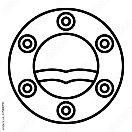 Port Hole Vector Outline Icon Isolated On White Background