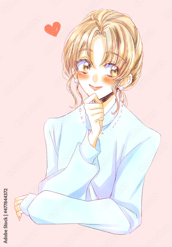 想い耽る女性のイラスト 想い耽る女性のイラスト