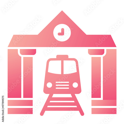  Vector Train Station Glyph Gradient Icon Design
