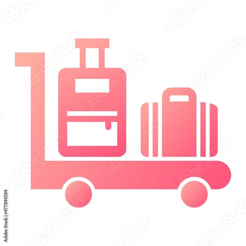 Vector Luggage Cart Glyph Gradient Icon Design