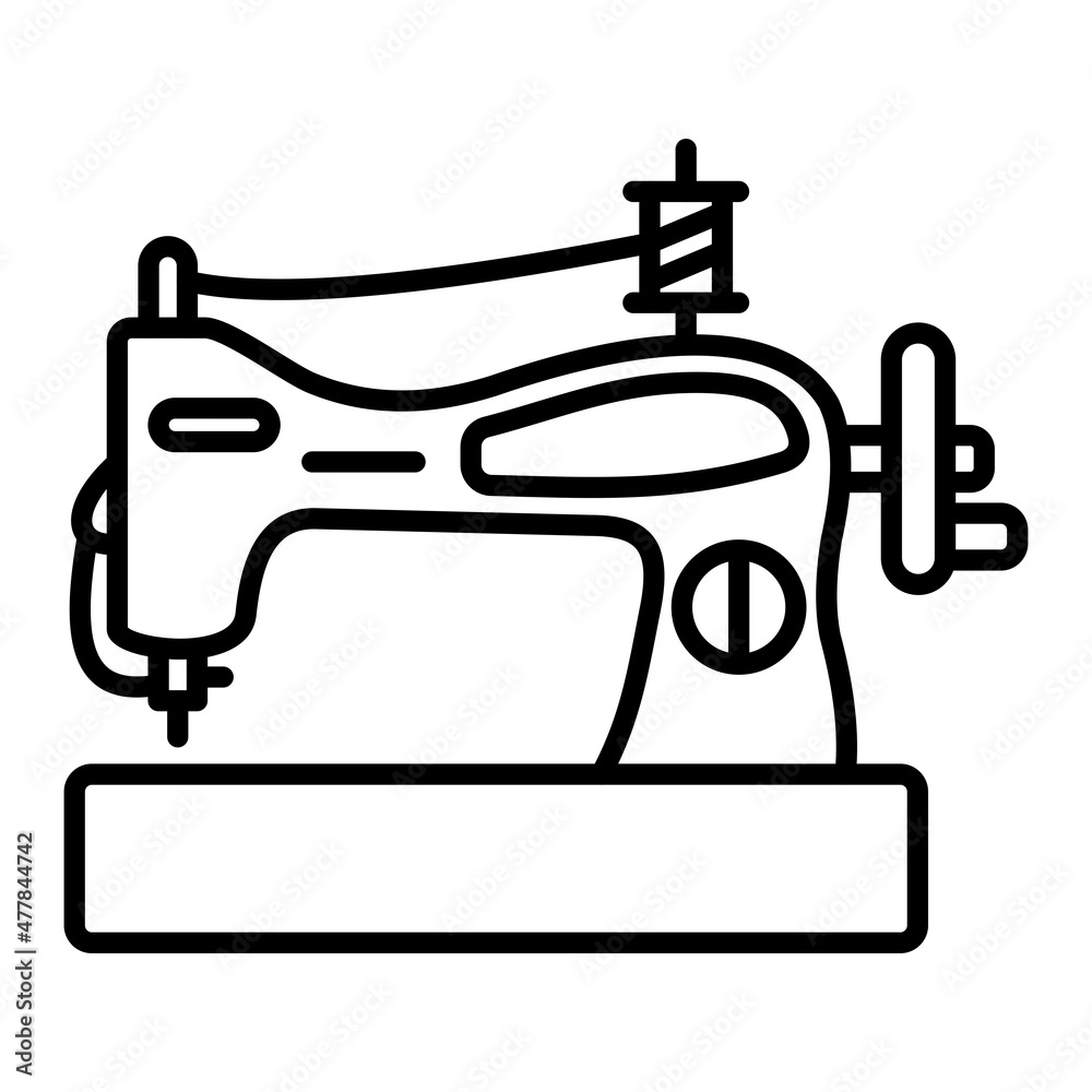 Sewing Machine Vector Outline Icon Isolated On White Background Sewing Machine Vector Outline Icon Isolated On White Background