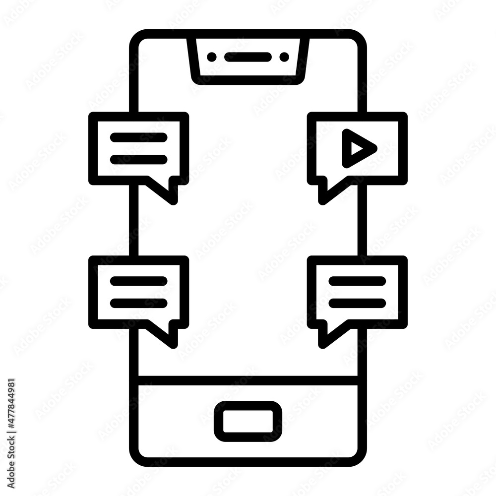 Online Chat Vector Outline Icon Isolated On White Background Online Chat Vector Outline Icon Isolated On White Background