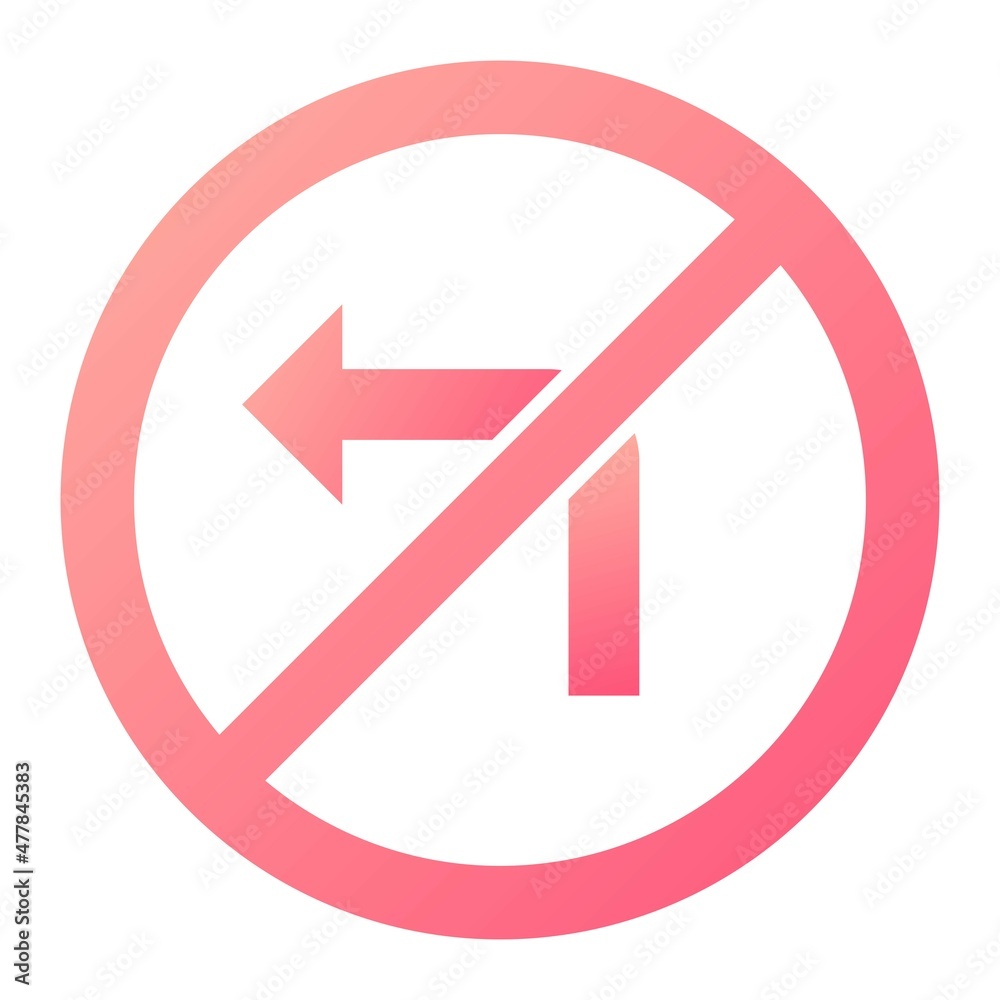 Vector No Left Turn Glyph Gradient Icon Design Vector No Left Turn Glyph Gradient Icon Design