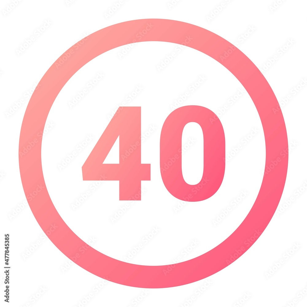 Vector Speed Limit 40 Glyph Gradient Icon Design Vector Speed Limit 40 Glyph Gradient Icon Design