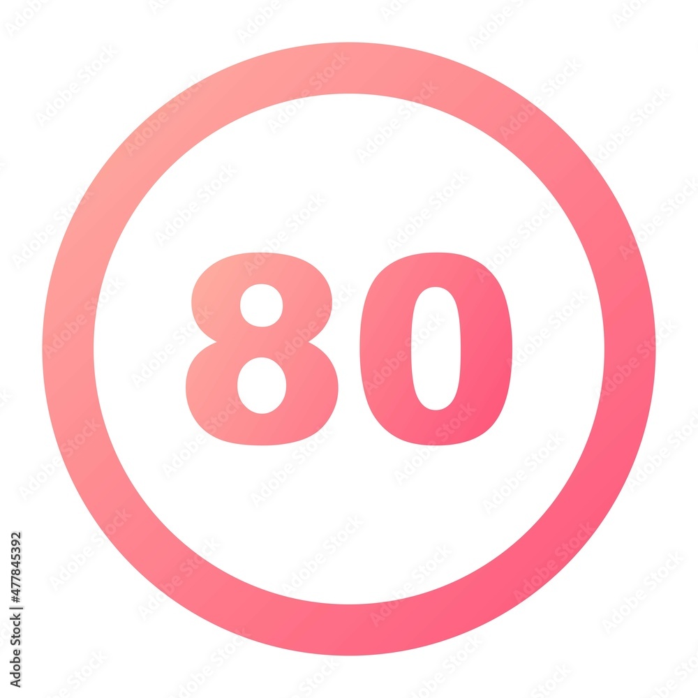 Vector Speed Limit 80 Glyph Gradient Icon Design Vector Speed Limit 80 Glyph Gradient Icon Design